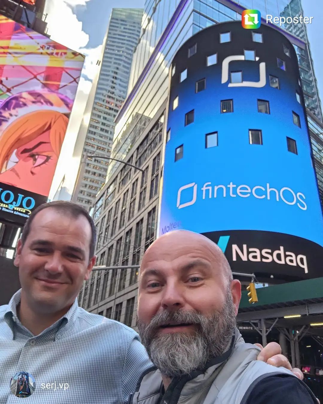 Sergiu Negut, Teo Blidarus and @fintechos in Times Square 🚀